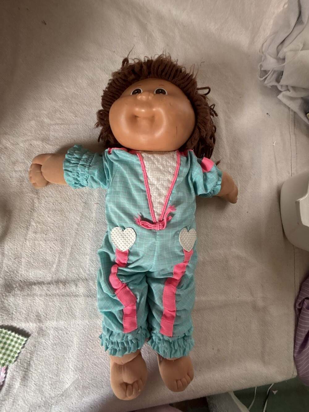 Cabbage Patch Kids Doll Brown Hair Blue Romper